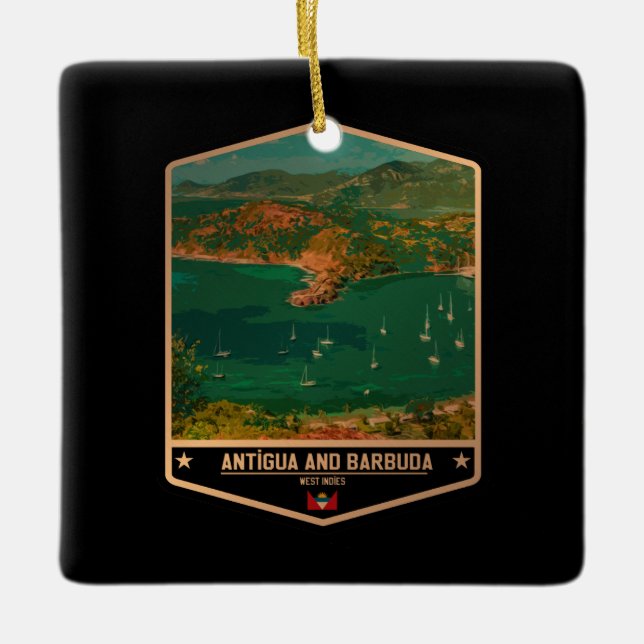 Ornamento De Cerâmica Antígua e Barbuda (Frente)