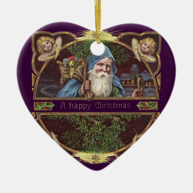 Ornamento De Cerâmica Antiguidade de Natal dos Papais noeis Vitorianos A (Frente)