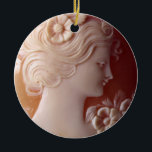 Ornamento De Cerâmica Antique Cameo<br><div class="desc">Uma antiga romântica - imagem de uma bonito Senhora Vitoriana - delicada detalhe de filigrana.</div>
