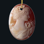 Ornamento De Cerâmica Antique Cameo<br><div class="desc">Uma antiga romântica - imagem de uma bonito Senhora Vitoriana - delicada detalhe de filigrana.</div>