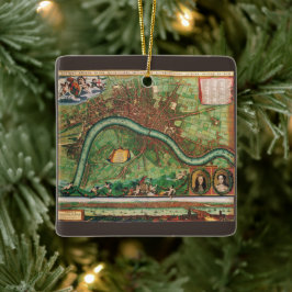 Ornamento De Cerâmica Antique London Street Map de Johannes de Ram, 1689