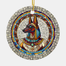 Ornamento De Cerâmica Anubis Egípcio - Arte Mosaica