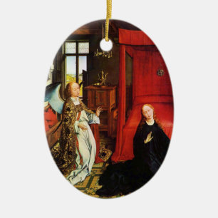 Ornamento De Cerâmica ANUNCIAÇÃO ANGEL Archangel Gabriel e Virgem