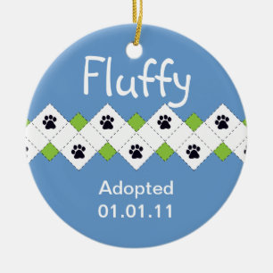 Ornamento De Cerâmica Anúncio da adopção do gato/gatinho