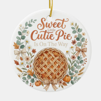 Ornamento De Cerâmica Anúncio de Bebê Torta de Abóbora Cutie Pie