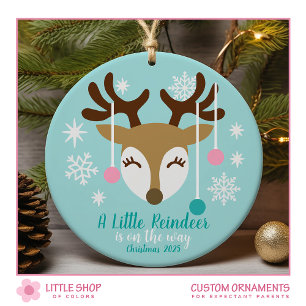 Ornamento De Cerâmica Anúncio de Gravidez Bebê Foto Personalizável