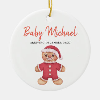 Ornamento De Cerâmica Anúncio de Gravidez da Baby Girl Chegando 