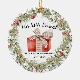 Ornamento De Cerâmica Anúncio de Gravidez de Natal Encomenda cerâmica