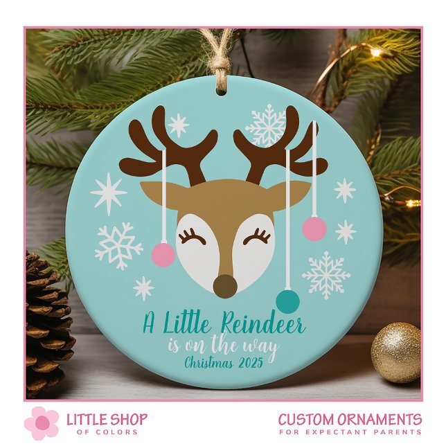 Ornamento De Cerâmica Anúncio de gravidez Foto personalizável para bebê (Criador carregado)