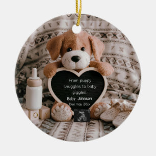 Ornamento De Cerâmica Anúncio de gravidez para amantes de cachorrinhos f