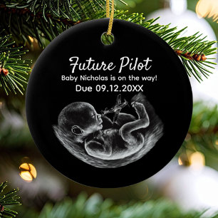 Ornamento De Cerâmica Anúncio Divertido de Gravidez de Futuro Piloto de