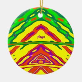 Ornamento De Cerâmica ANYA ~ 3D NATAL Vermelho Verde Amarelo 2024