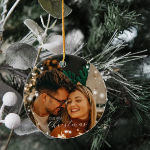 Ornamento De Cerâmica Aparência Acende Nossa Primeira Foto Redonda De Na