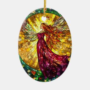 Ornamento De Cerâmica Aparência de Vidro Anjo de Natal