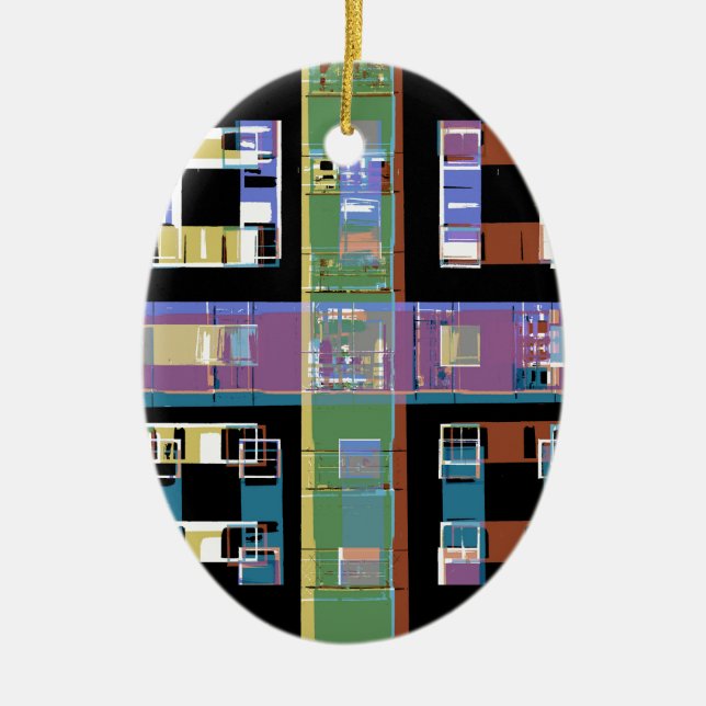 Ornamento De Cerâmica Apartamentos na cidade à noite (Frente)