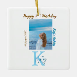 Ornamento De Cerâmica Apelido de 16 anos, feliz, castanho-aqua