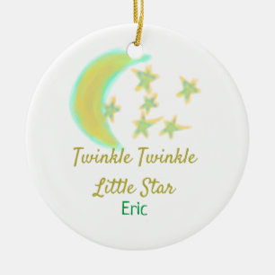 Ornamento De Cerâmica Apelido verde-amarelo Twinkle Little Star
