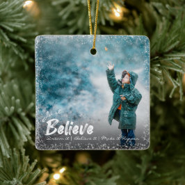 Ornamento De Cerâmica Apenas acredite | Foto sobre a camada de neve Feli