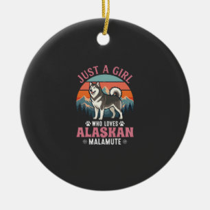 Ornamento De Cerâmica Apenas Garota Cachorro Malamute do Alasca Retro Pô
