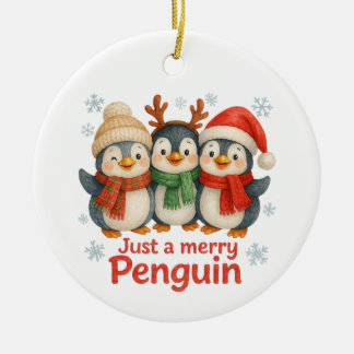 Ornamento De Cerâmica Apenas um cartão de Natal alegre de pinguim – Féri