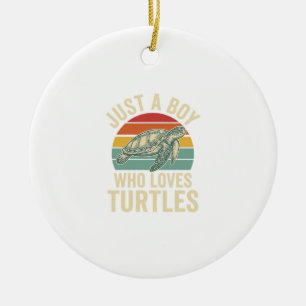 Ornamento De Cerâmica Apenas um Garoto que Ama Tartarugas Camisa Vintage