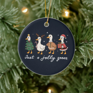 Ornamento De Cerâmica Apenas Um Natal Alegre Ganso Pato Férias Natal