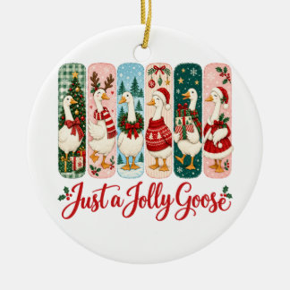Ornamento De Cerâmica Apenas um Natal de Ganso Alegre