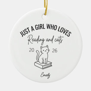 Ornamento De Cerâmica Apenas uma garota que ama ler e gatos, Amante de g