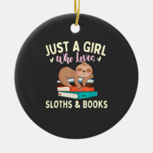 Ornamento De Cerâmica Apenas Uma Garota Que Ama Preguiças & Livros - Boo