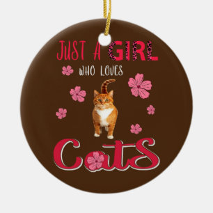 Ornamento De Cerâmica Apenas Uma Menina Que Ama Gatos Fora De Leopardo E