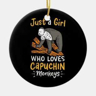 Ornamento De Cerâmica Apenas Uma Menina Que Ama Macacos Capuchim