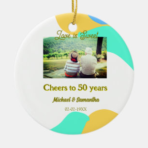 Ornamento De Cerâmica aplausos para 50 anos o amor é doce retrô