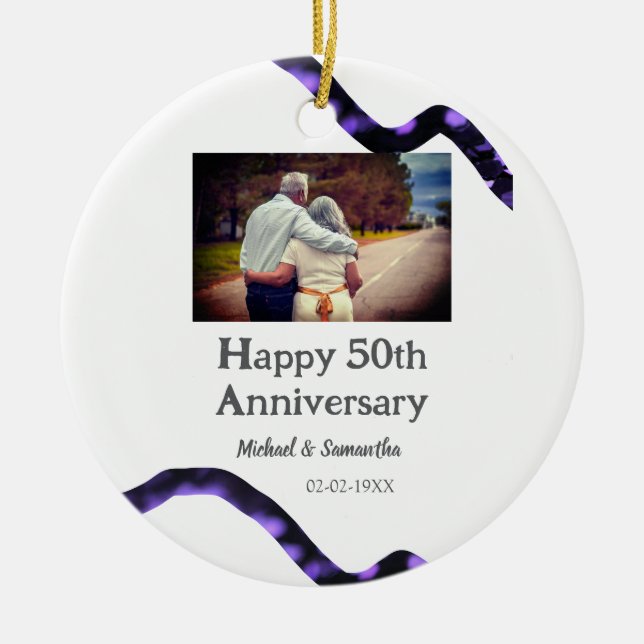 Ornamento De Cerâmica aplausos para o aniversário de 50 anos adicionar n (Frente)