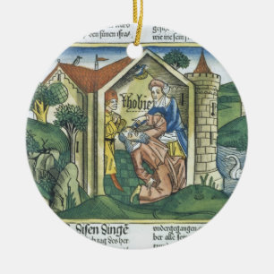 Ornamento De Cerâmica Apócrifo: Tobit é cegado pelo excremento do pard