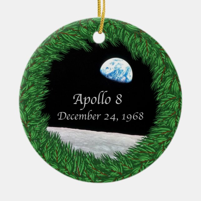 Ornamento De Cerâmica Apollo 8 missão da lua da véspera de Natal (Frente)