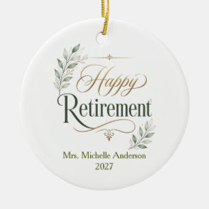 Ornamento De Cerâmica Aposentadoria Feliz Nome Personalizado