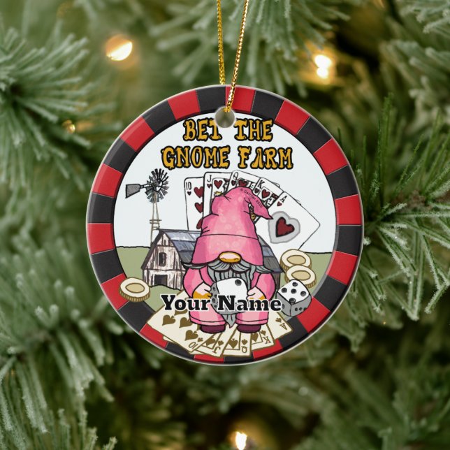 Ornamento De Cerâmica Aposta o gnomo da fazenda (Árvore)