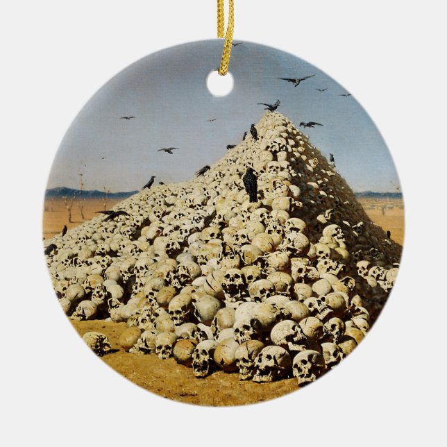 Ornamento De Cerâmica Apoteose da Guerra (morte e destruição) (crânios) (Frente)