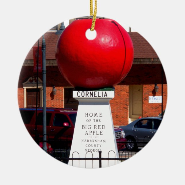 Ornamento De Cerâmica APPLE - a Cornelia VERMELHOS GRANDES, Geórgia (Frente)