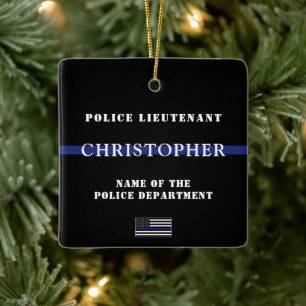 Ornamento De Cerâmica Apreciação do Agente Policial Thin Blue Line
