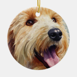 Ornamento De Cerâmica Apricot golden doodle watercolor