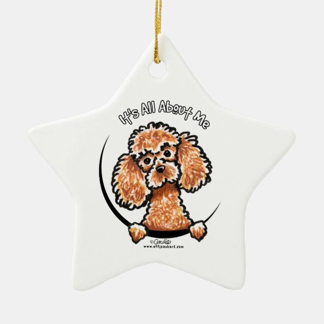 Ornamento De Cerâmica Apricot Toy Miniature Poodle IAAM (Frente)