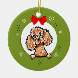 Ornamento De Cerâmica Apricot Toy Poodle Classic