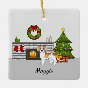 Ornamento De Cerâmica Apricot & White Mini Goldendoodle - Sala de Natal