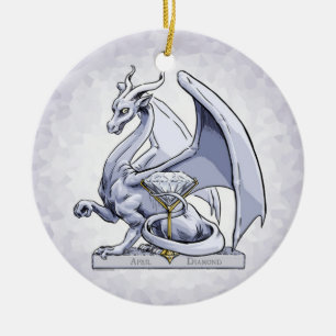 Ornamento De Cerâmica April Birthstone Dragon: Diamond Ornament