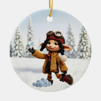 Ornamento De Cerâmica Aproveitando Um Dia de Neve