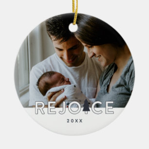 Ornamento De Cerâmica Aproveite o Natal personalizado moderno de fotos
