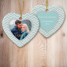 Ornamento De Cerâmica Aqua Chevron Icy Sparkle Modelo