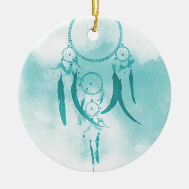 Ornamento De Cerâmica Aqua de Dreamcatcher (Frente)