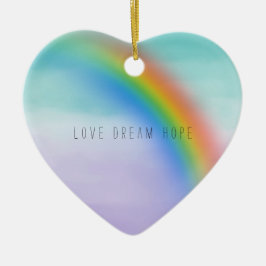 Ornamento De Cerâmica Aqua Purple Rainbow Inspirational Love Esperança